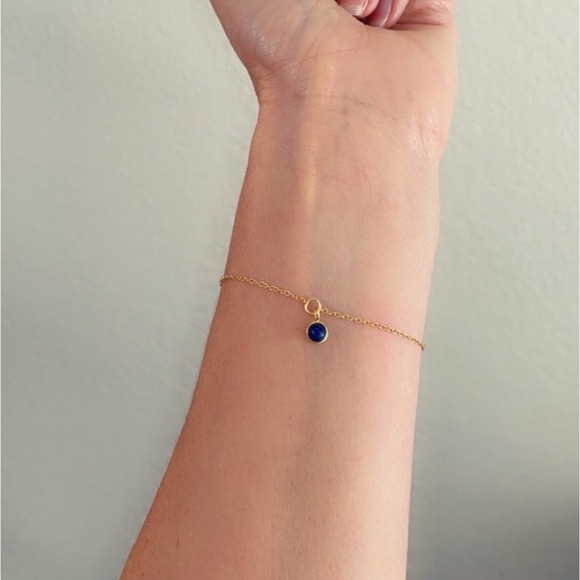 14k Gold Sodalite Dainty Bracelet - Picture 12 of 13